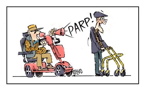 Road rage on a mobility scooter.