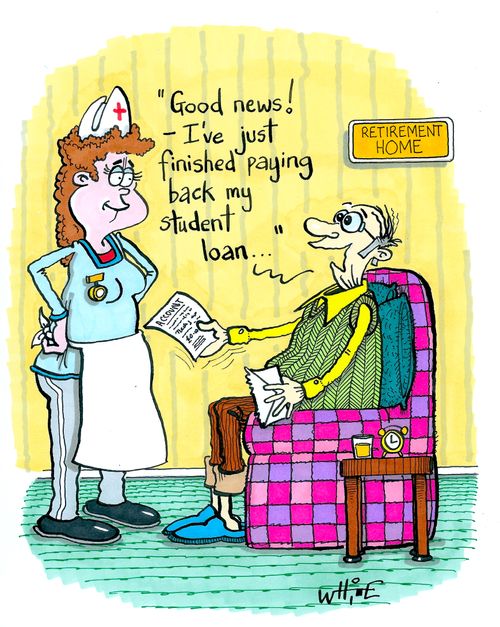"Good news! - I've just finished paying back my student loan...."