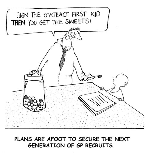 "Sign the contract first kid, then you get the sweets!"