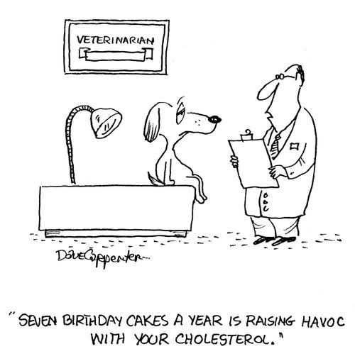 'Seven birthday cakes a year is playing havoc with your cholesterol.'