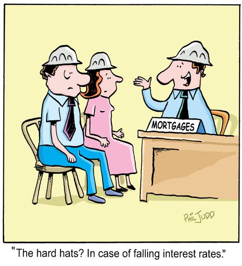 'The hard hats? In case of falling interest rates.'