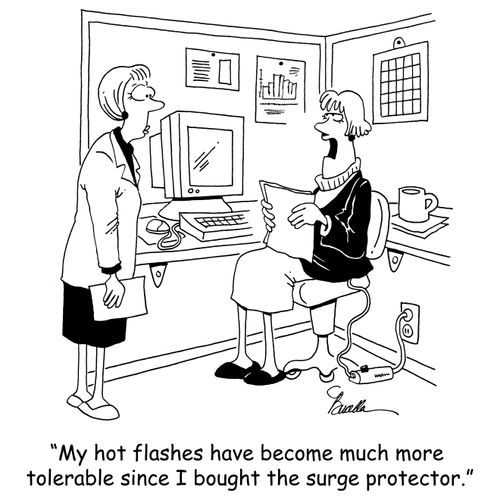 'My hot flashes have become much more tolerable since I bought the surge protector.'