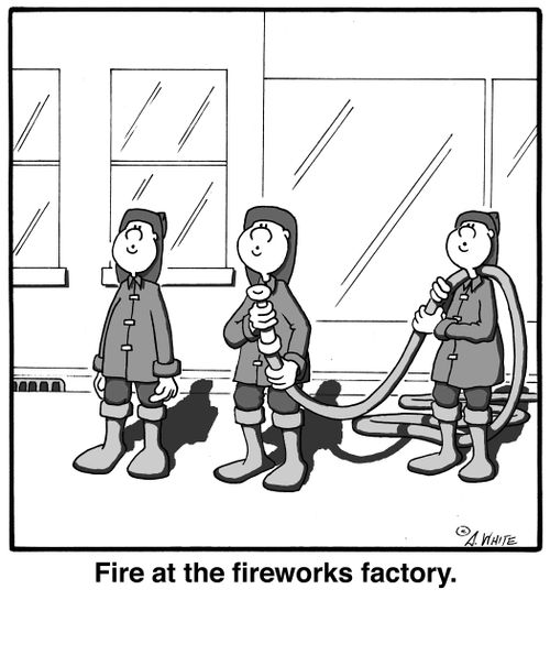 Fire at the fireworks factory.