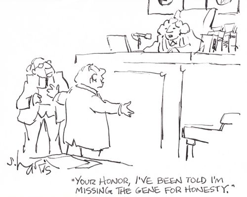 'Your honor, I've been told I'm missing the gene for honesty.'