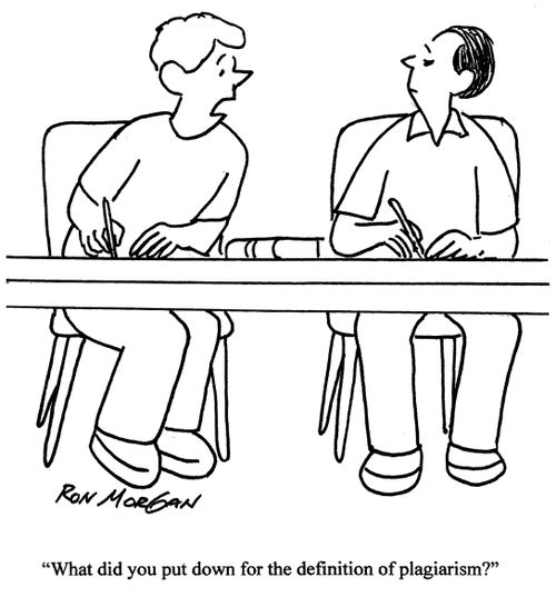 'What did you put down for the definition of plagiarism?'