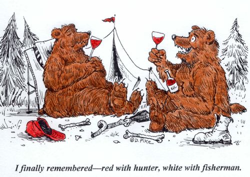 'I finally remembered--red with hunter, white with fisherman.'
