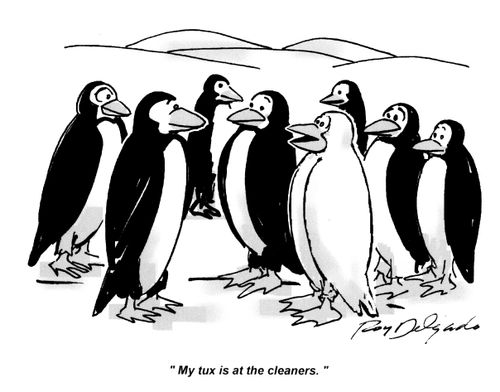 'My tux is at the cleaners.'