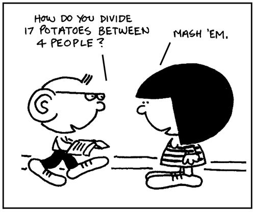 'How do you divide 17 potatoes between 4 people?'