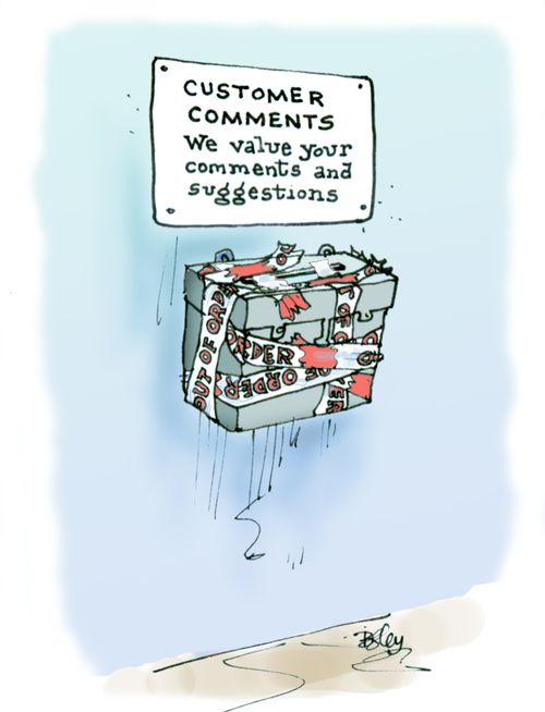 Complaints box out of order.