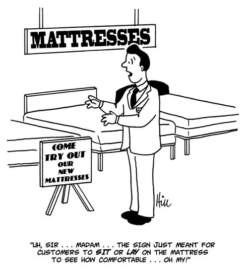 "Uh, sir...madam...the sign just meant for customers to sit or lay on the mattress to see how comfortable...oh my!"