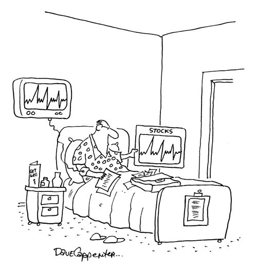 A patient's stocks graph matches that of his heart monitor.