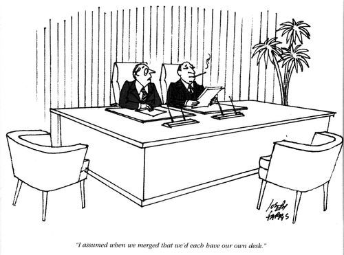 'I assumed when we merged that we'd have our own desk.'