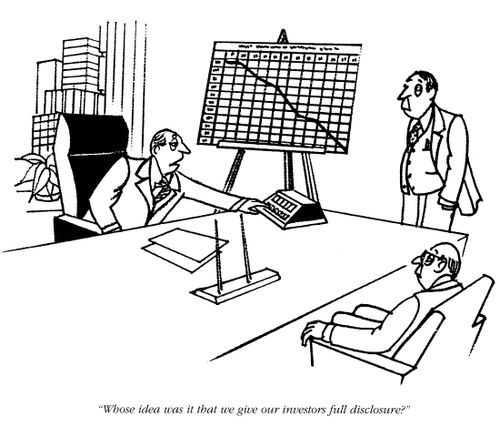 'Whose idea was it that we give our investors full disclosure?'