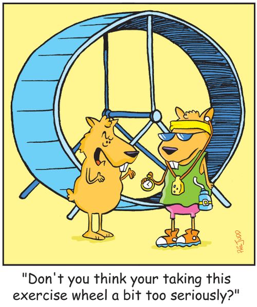 ' Don't you think your taking this exercise wheel a bittoo seriously?'