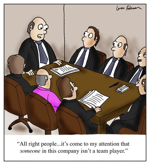 'All right people...it's come to my attention that someone in this company isn't a team player.'