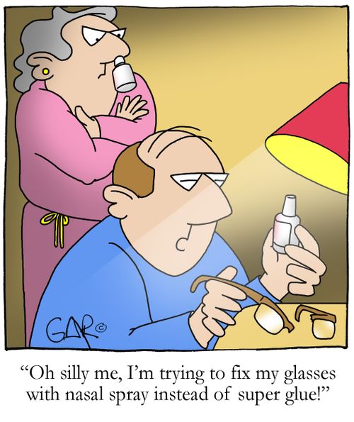 Oh silly me, I'm trying to fix my glasses with nasal spray instead of super glue!