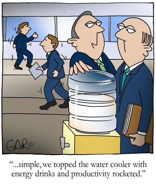 "...simple, we topped the water cooler with energy drinks and productivity rocketed."