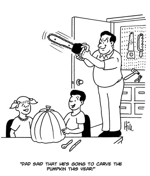 "Dad said that he's going to carve the pumpkin this year!"