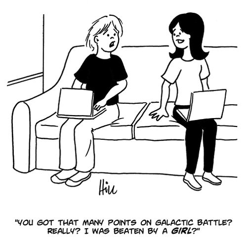 "You got that many points on a galactic battle? Really? I was beaten by a girl?"
