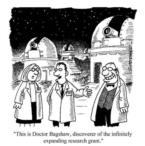 "This is Doctor Bagshaw, discoverer of the infinitely expanding research grant."