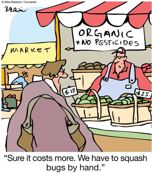 "Sure it costs more. We have to squash bugs by hand."