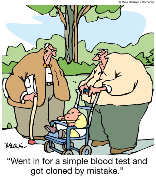 'Went in for a simple blood test and got cloned by mistake.'