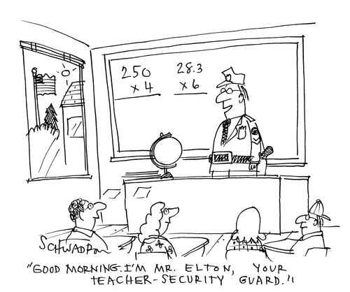 'Good morning.  I'm Mr Elton.  Your teacher-security guard.'