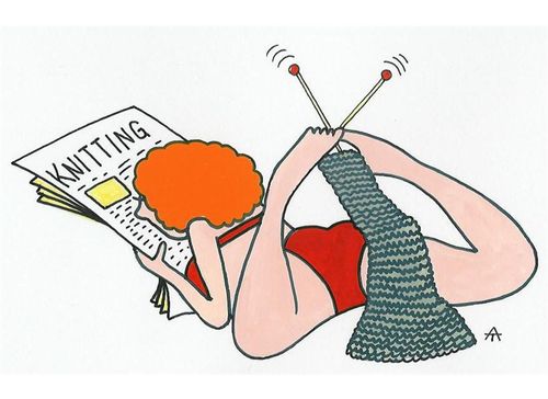 Woman Knitting With Her Feet.