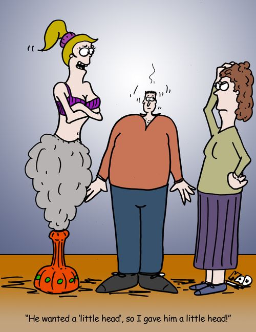 A genie gives a man his wish 'a little head'...