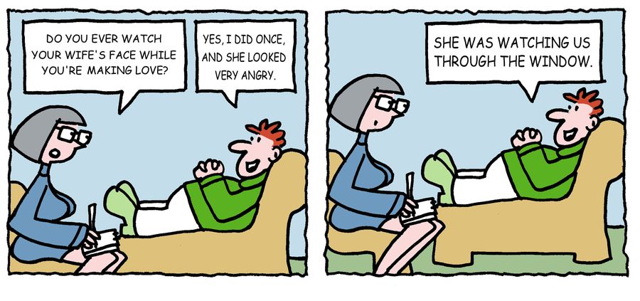 'Do you ever watch your wife's face while you're making love?'