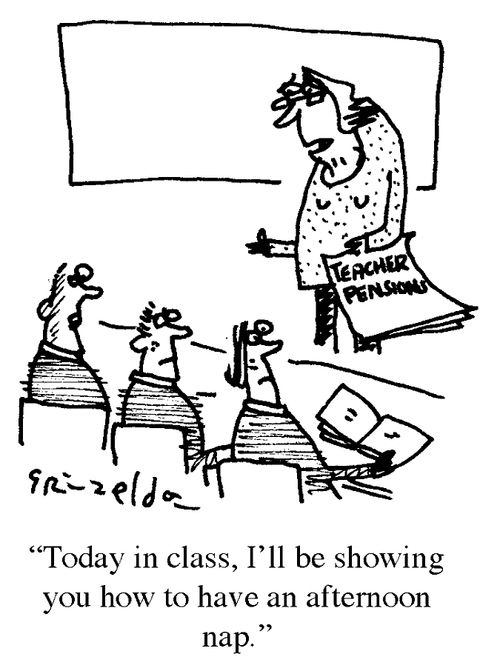 'Today in class, I'll be showing you how to have an afternoon nap.'