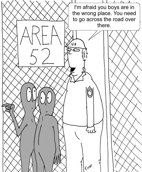 'I'm afraid you boys are at the wrong place. You need to go across the road over there.'