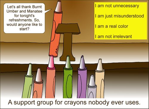 A support group for crayons nobody ever uses.