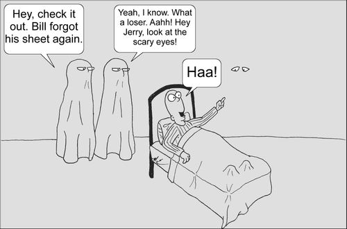"Hey, check it out. Bill forgot his sheet again."