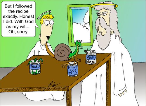 "But I followed the recipe exactly. Honest I did. With god as my wit.... Oh, sorry.