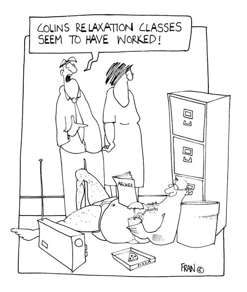 "Colin's relaxation classes seem to have worked."