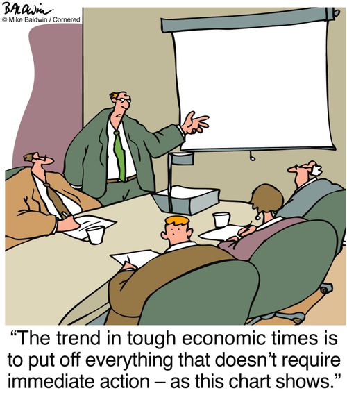 "The trend in tough economic times is to put off everything that doesn't require immediate action ? as this chart shows."