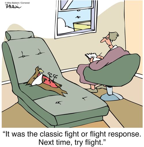 "It was the classic fight or flight response. Next time, try flight."