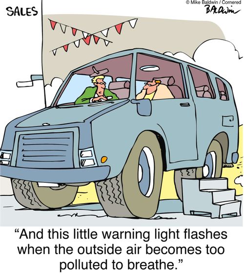 "And this little warning light flashes when the outside air becomes too polluted to breathe."