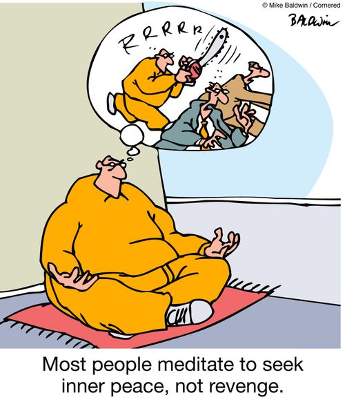 Most people meditate to seek inner peace, not revenge. 