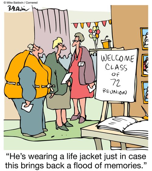 "He's wearing a life jacket just in case this brings back a flood of memories."