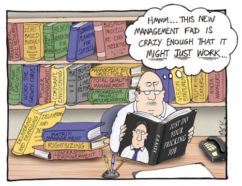 'Hmm...this new management fad is crazy enough that it might just work...'