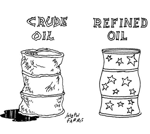 Crude oil and refined oil.