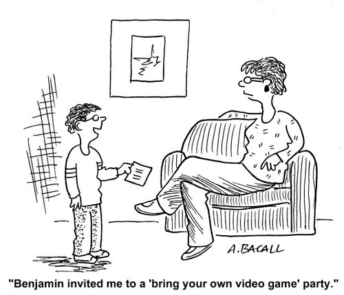 Benjamin invited me to a bring your own video game party.