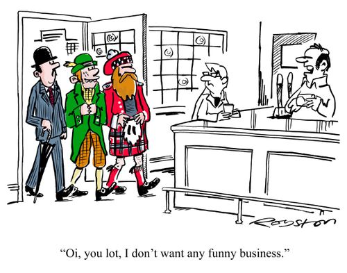 'Oi, you lot, I don't want any funny business.'