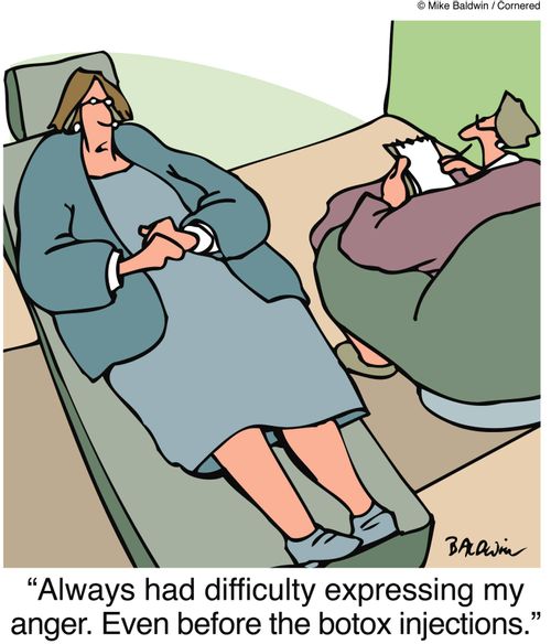 "Always had difficulty expressing my anger. Even before the botox injections."