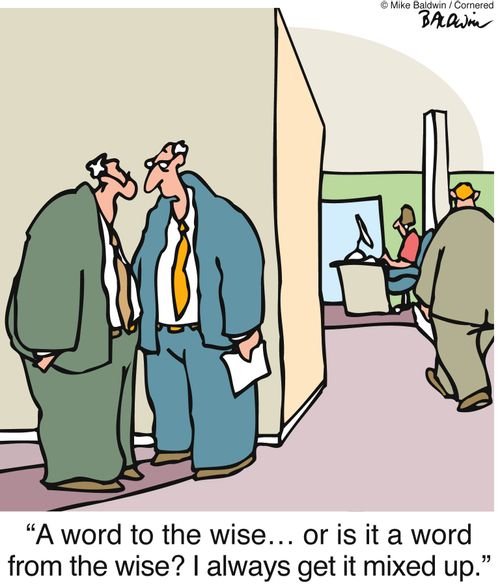 "A word to the wise..or is it a word from the wise? I always get it mixed up."