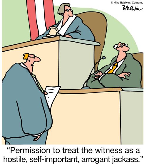 'Permission to treat the witness as a hostile, self-important, arrogant jackass.'