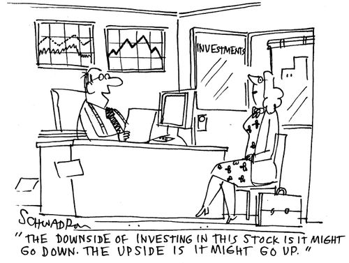 'The downside of investing in this stock is it might go down.  The upside is it might go up.'