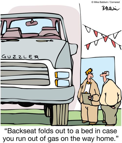 'Backseat folds out to a bed in case you run out of gas on the way home.'